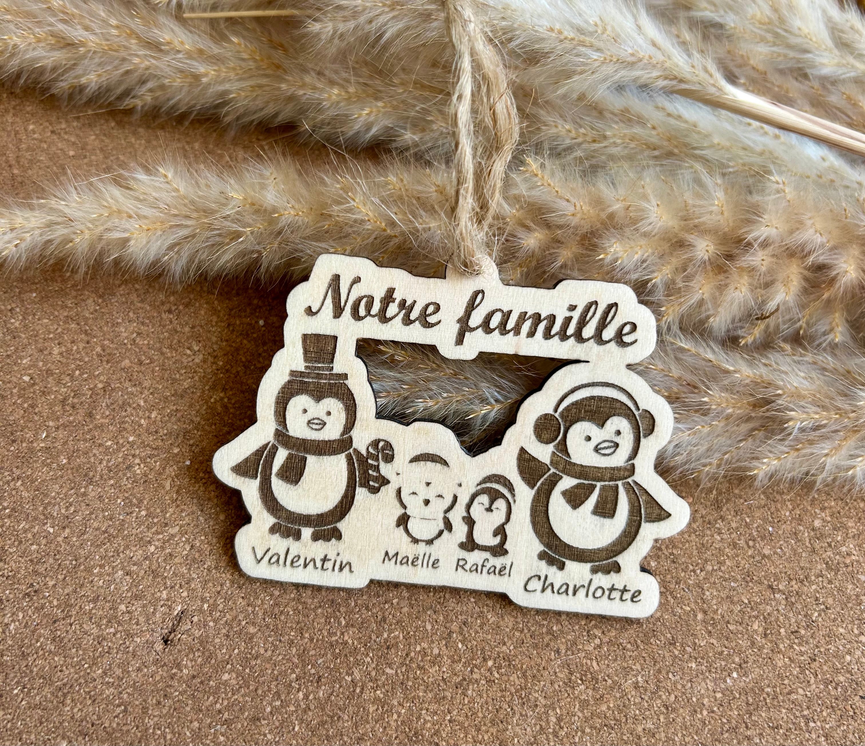 Suspension « famille pingouin » Bois & Soleil