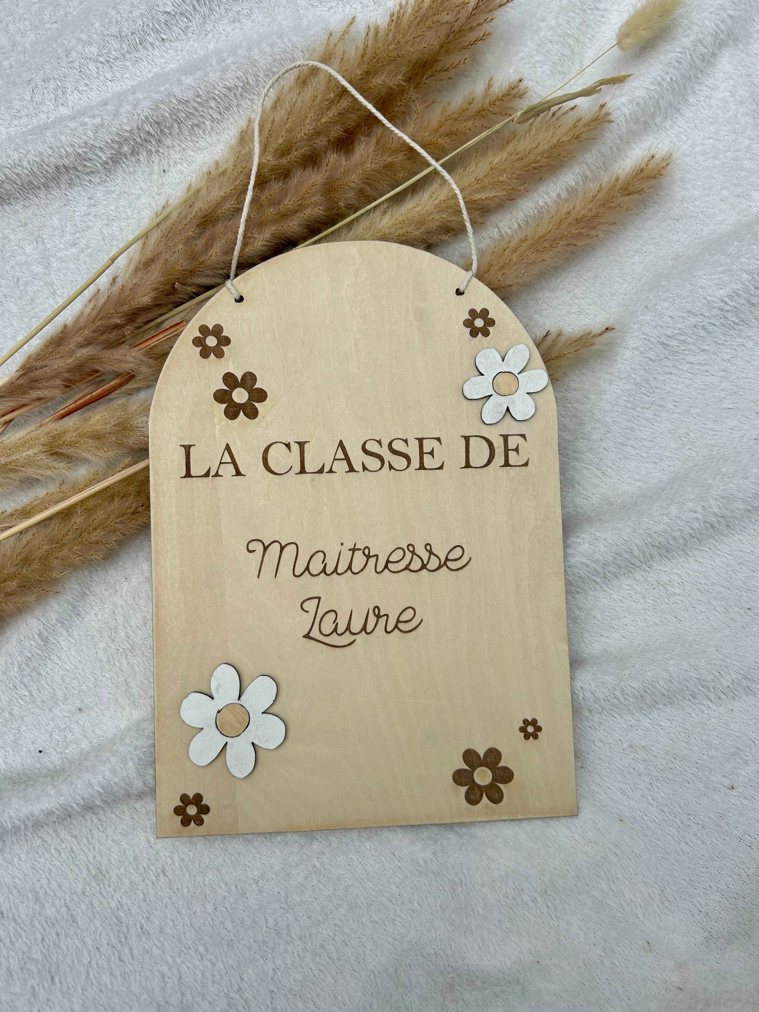 Panneau personnalisé – “La classe de Maîtresse” Bois & Soleil