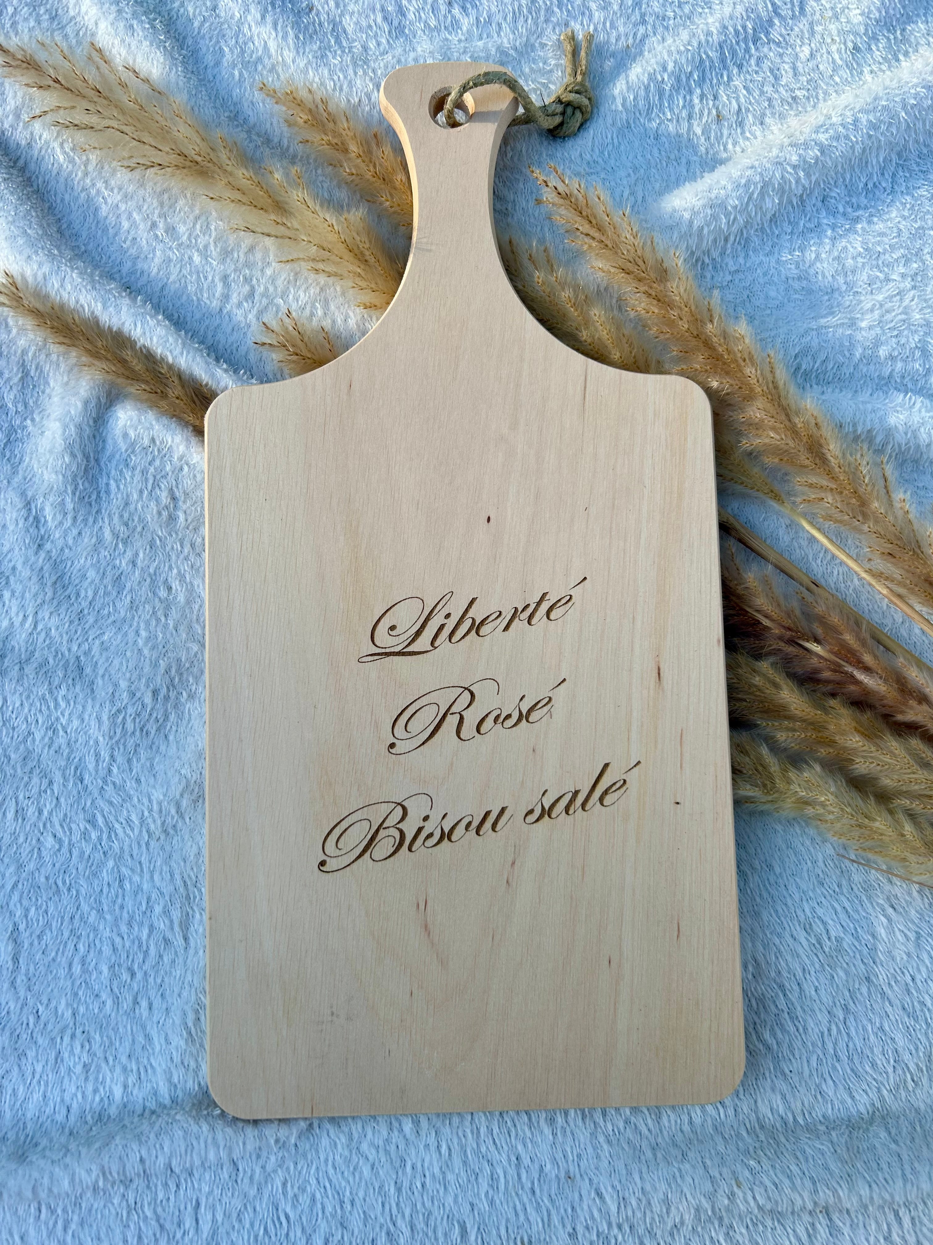 Planche Maëlle “Liberté · Rose · Bisous salé” Bois & Soleil