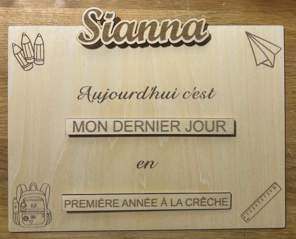 Panneau rentrée scolaire fratrie Bois & Soleil