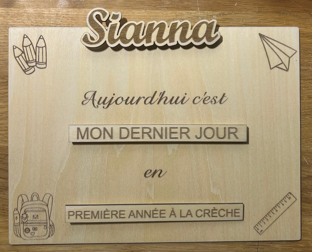 Panneau rentrée scolaire fratrie Bois & Soleil