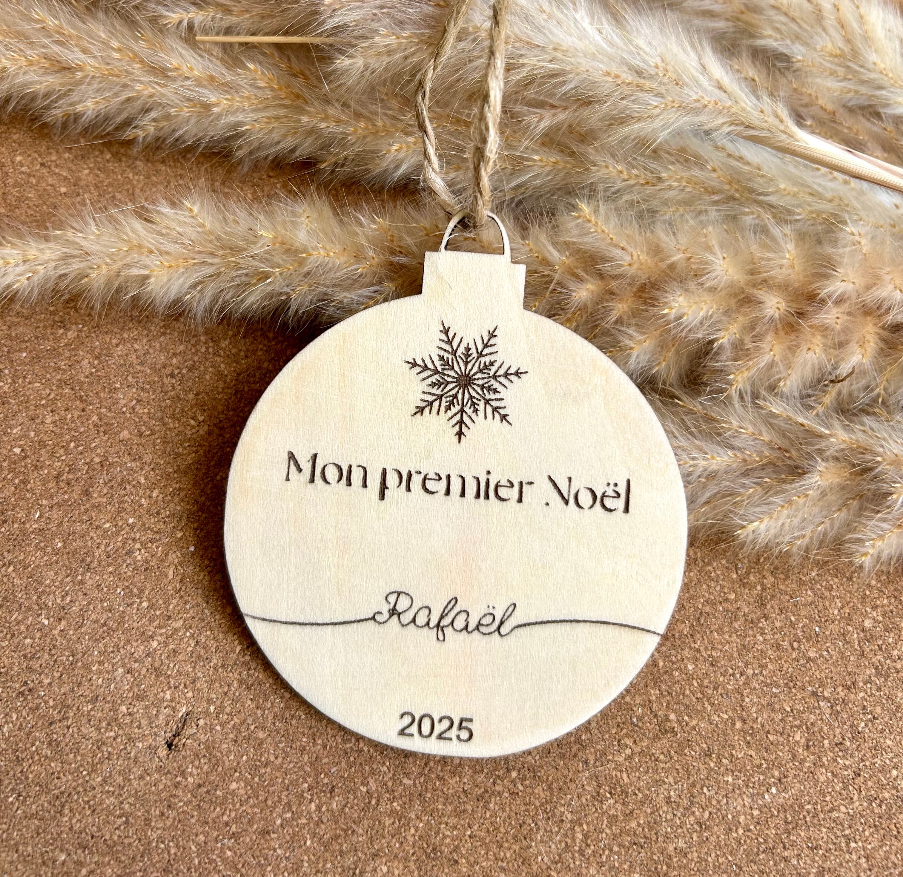 Boule « Mon premier Noël - prénom » Bois & Soleil