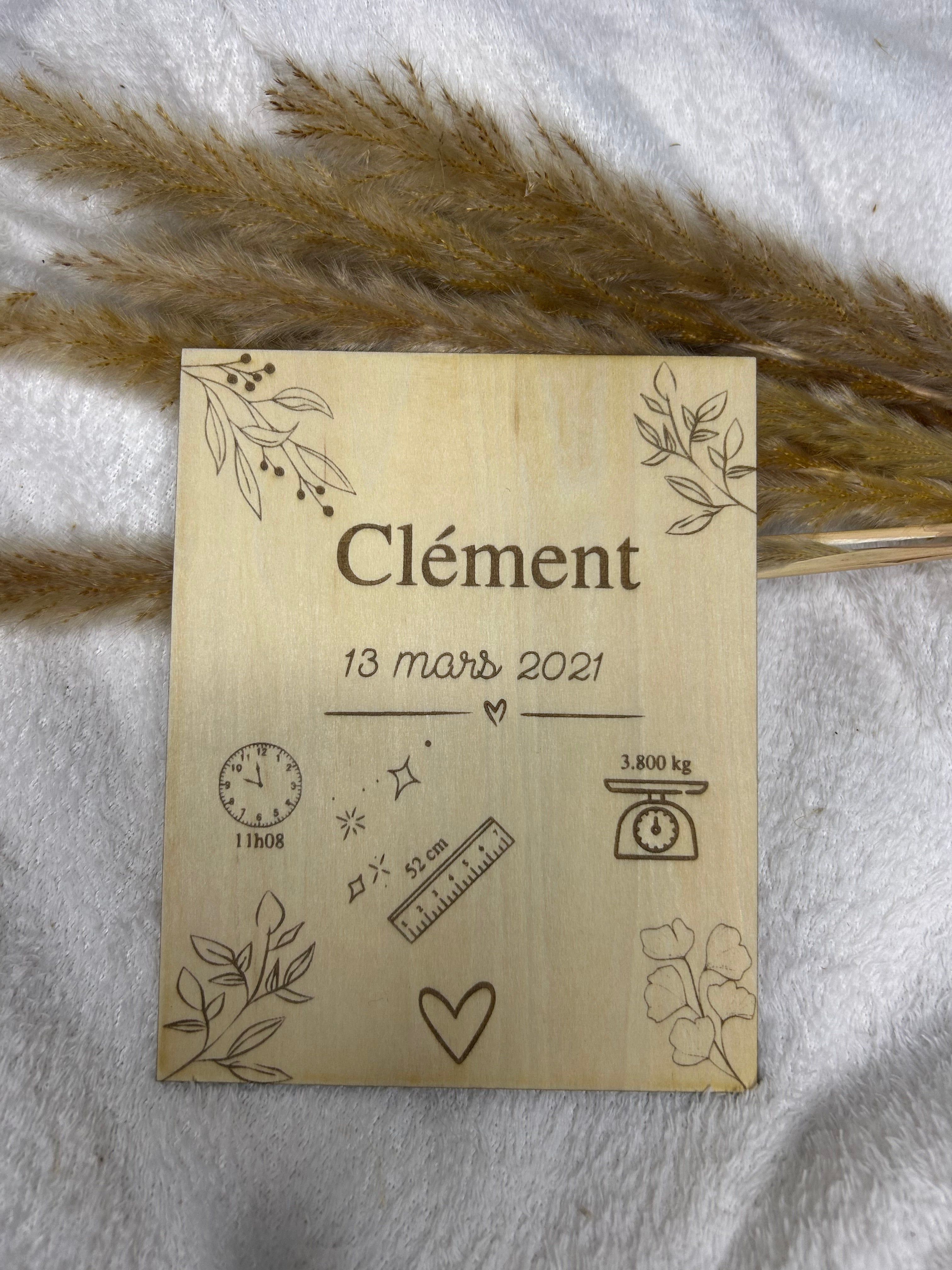 Carte « naissance » Bois & Soleil