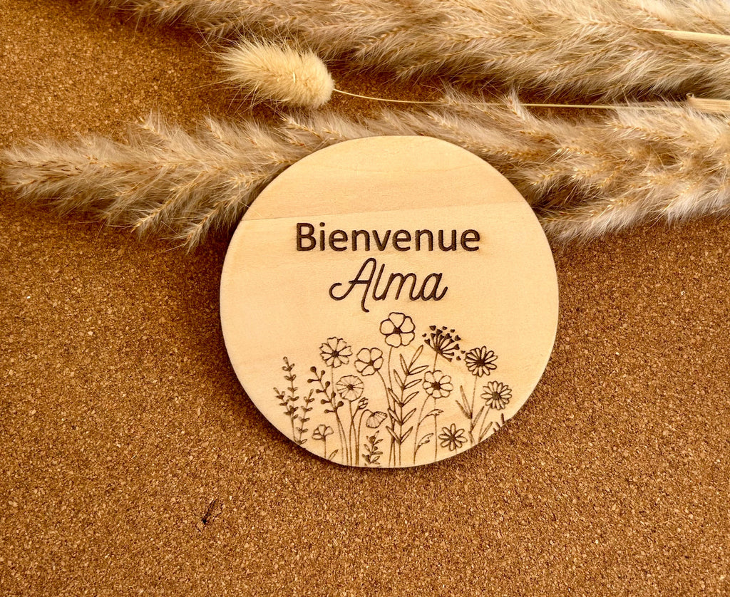Rond floral de bienvenue Bois & Soleil