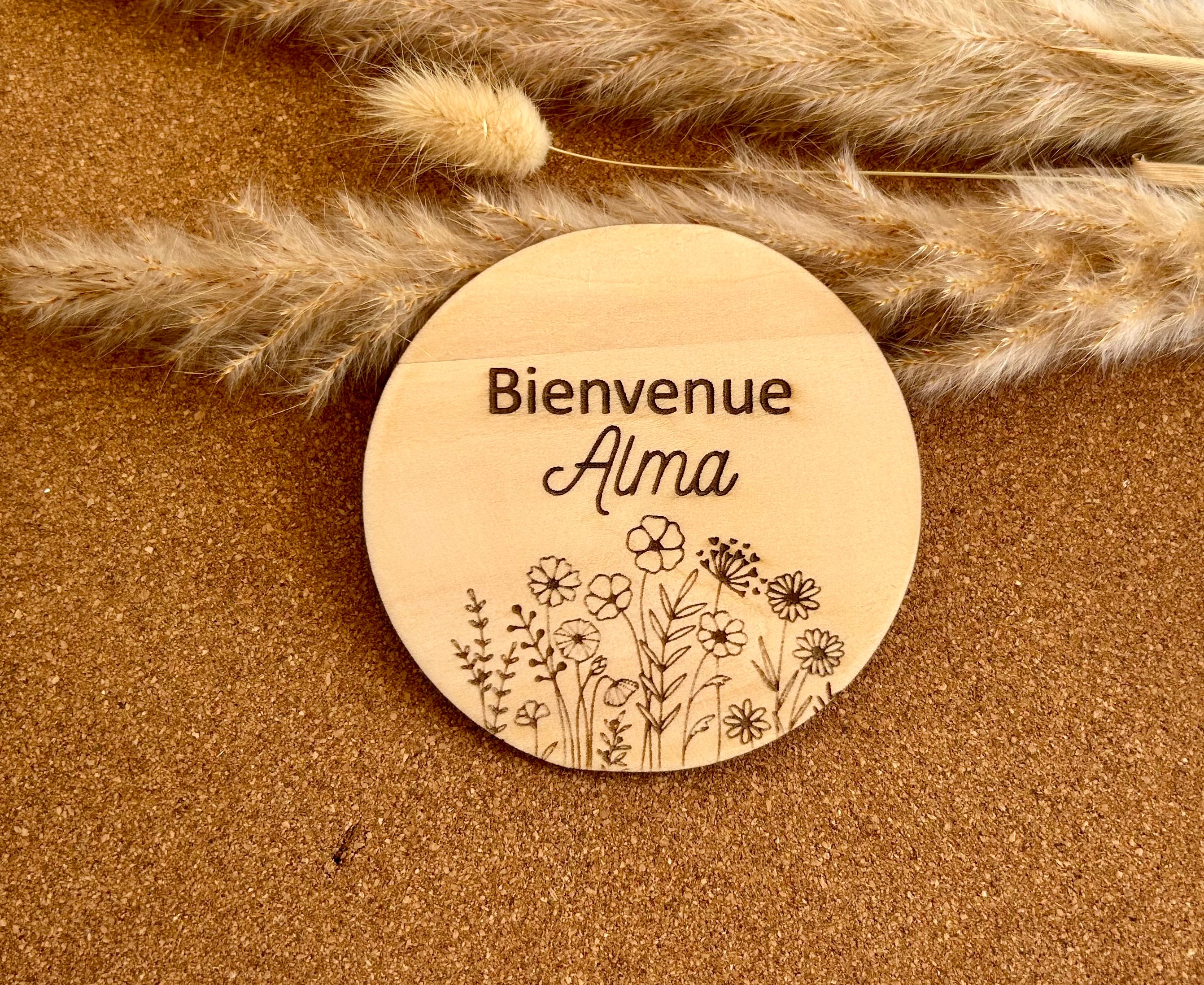 Rond floral de bienvenue Bois & Soleil