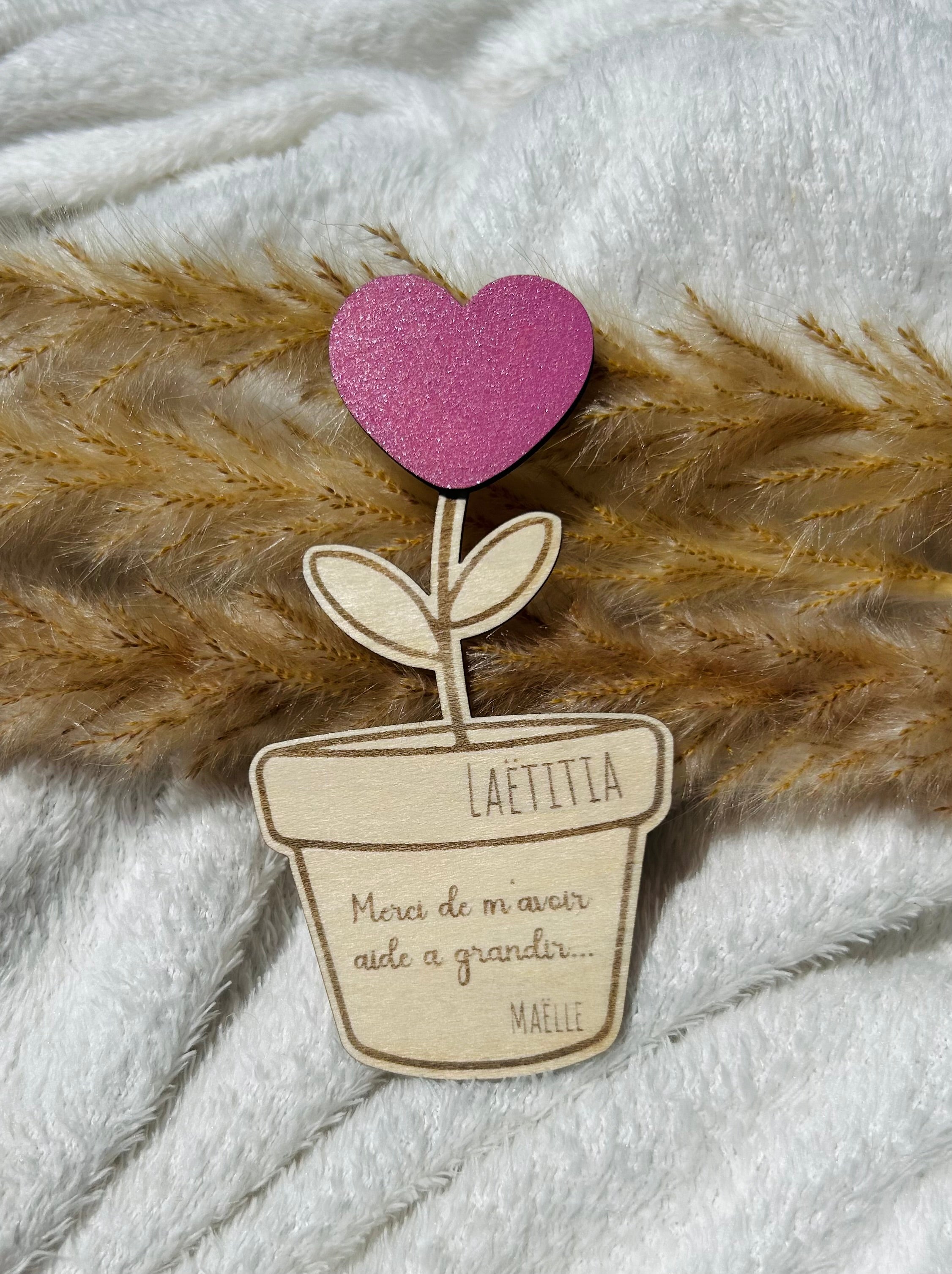Magnet « Pot de Fleur »Personnalisé Bois & Soleil
