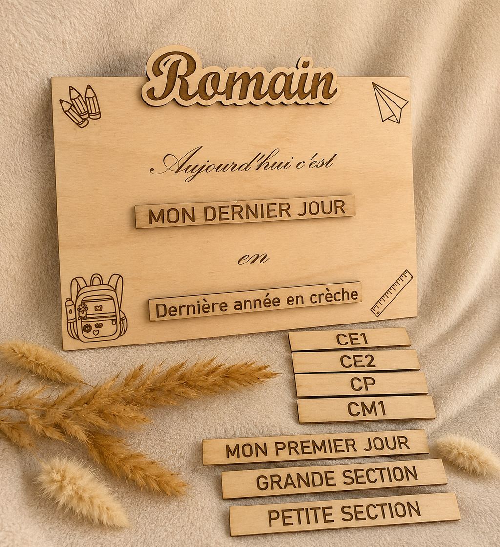 Panneau rentrée scolaire fratrie Bois & Soleil
