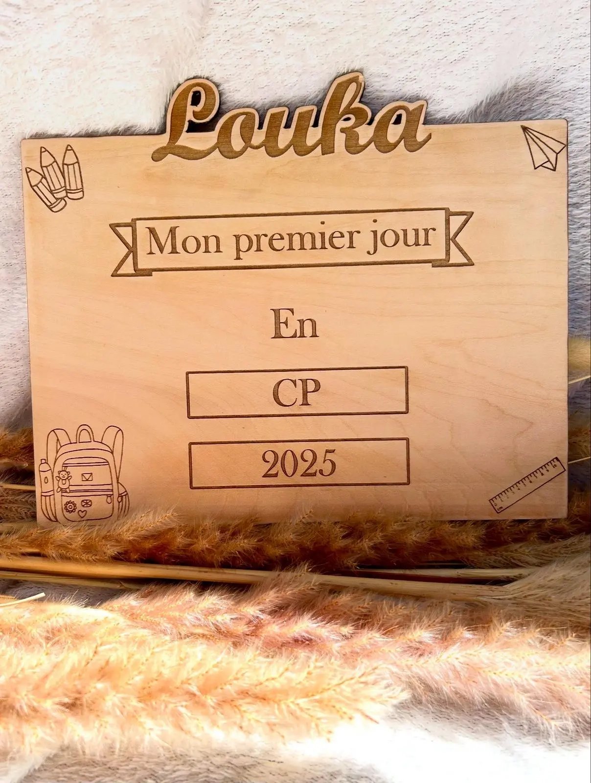 Panneau de rentré scolaire simple Bois & Soleil