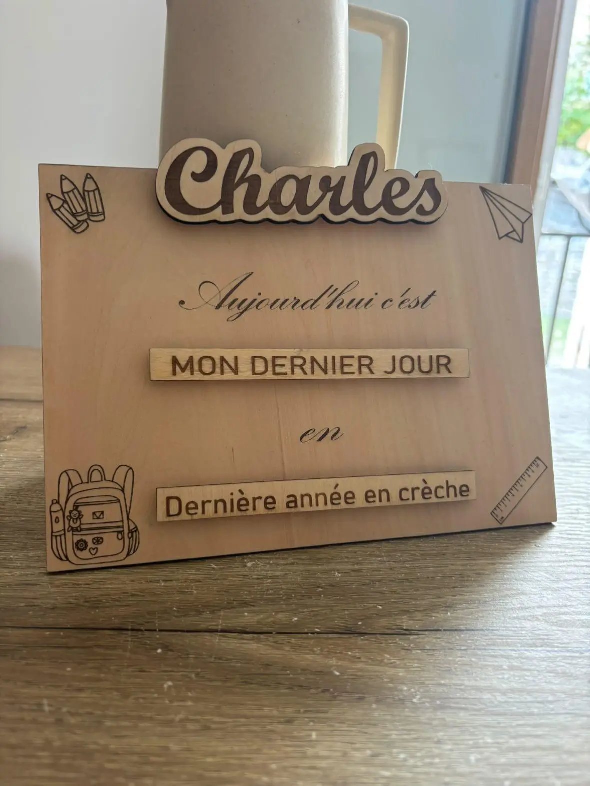 Panneau rentrée scolaire fratrie Bois & Soleil